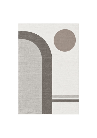 Kartela Halı Japandi Kemer Desenli Halı Açık Gri Kaymaz Taban Makinede Yıkanabilir 160x240 Cm