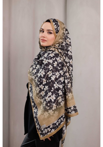 Mimiyum Flora Desen Soft Şal Latte