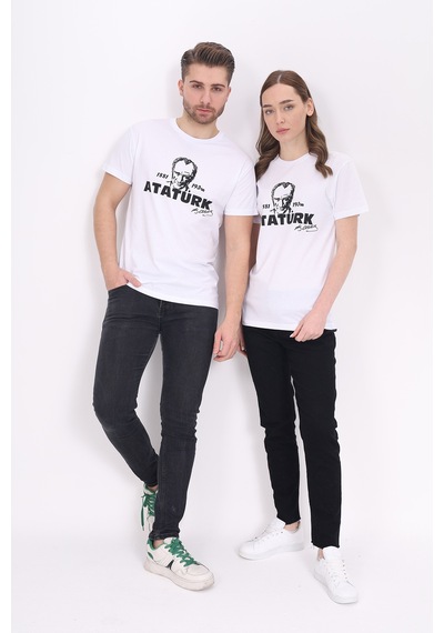 Toontoy Unisex Atatürk Baskılı Tişört Beyaz