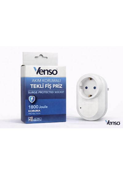 Venso Akım Korumalı Tekli Fiş Priz 1800 Joule