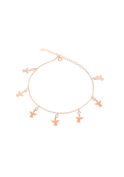 Brezza Lusso Jewelry Melek Model Sallantılı Taşlı Gümüş Kadın Ayak Halhal Rose