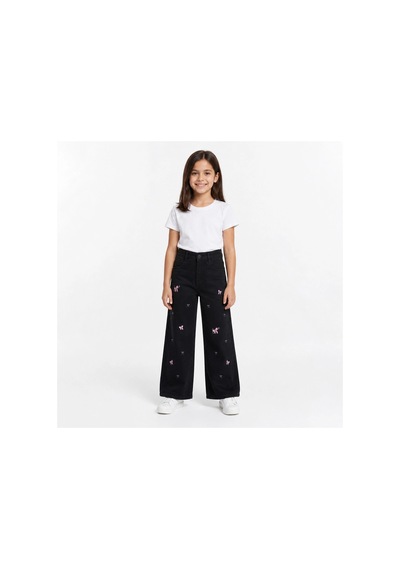 Rony Pony Kids Kız Çocuk Fiyonk Nakışlı Palazzo Kot Pantolon Yüksek Bel Geniş Paça Jean Siyah Rony Pony Kids Kız Çocuk Fiyonk Nakışlı Palazzo Kot Pantolon Yüksek Bel Geniş Paça Jean Siyah