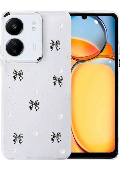 Newface Xiaomi Redmi 13c Fiyonk Desenli Kapak - Desen 8 Beyaz