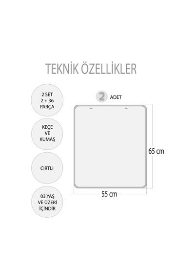 2 Set - 36 Parça Tox Mevsimler ve Taşıtları Öğreniyorum Keçe Cırt