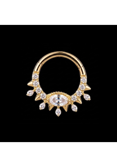 Yüksek Kalite G23 Titanium Göz Zirkon Altın Titanyum 8mm X 1.2mm Kilitli Halka Piercing