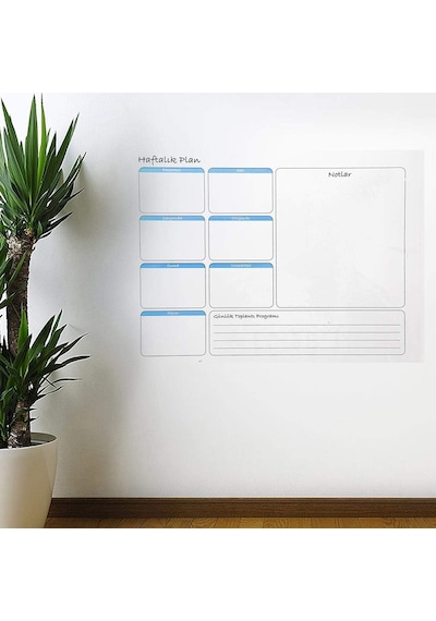 Haftalık Planlayıcı Manyetik Duvar Stickerı Takvim 56 Cm X 70 Cm Açık Mavi" Veya "pastel Mavi"