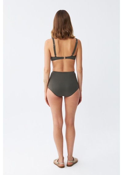 Akbeniz Kadın Basic Haki Pedli Yüksek Bel Bikini Takımı