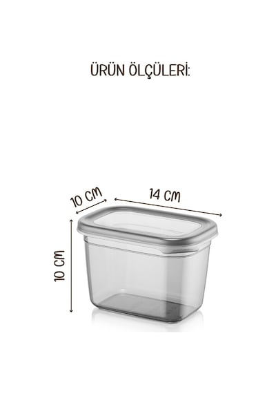 Vienev Renkli Etiketli 6lı Peggy Dikdörtgen Baharatlık Seti 800 Ml Antrasit Şeffaf
