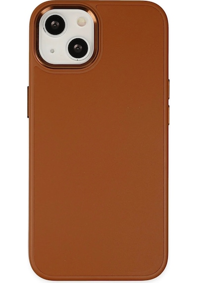 Cosmotex Newface Apple, Uyumlu iPhone 14 Plus Kılıf Asya Deri Silikon - Kahverengi