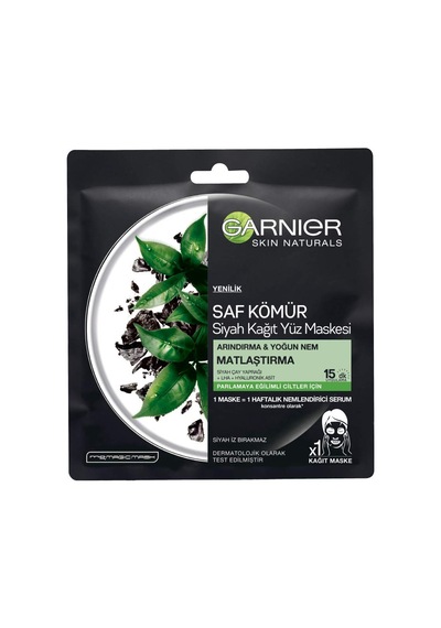 Garnier Skin Naturals Kömürlü Kağıt Yüz Maskesi Siyah Çay Sku: Smg8690010492890