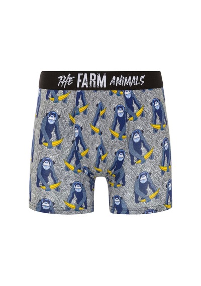 Farm Animals Monkey Banana Bue Desenli Boxer Çok Renkli