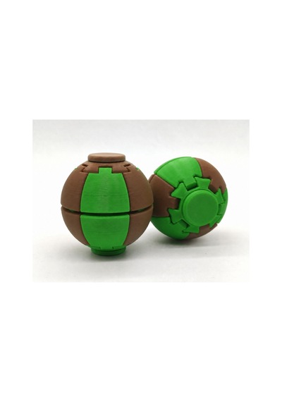Alvera Press Küresi 3d Baskı Dönüşen Mekanik Fidget Stres Oyuncağı-yeşil-kahverengi