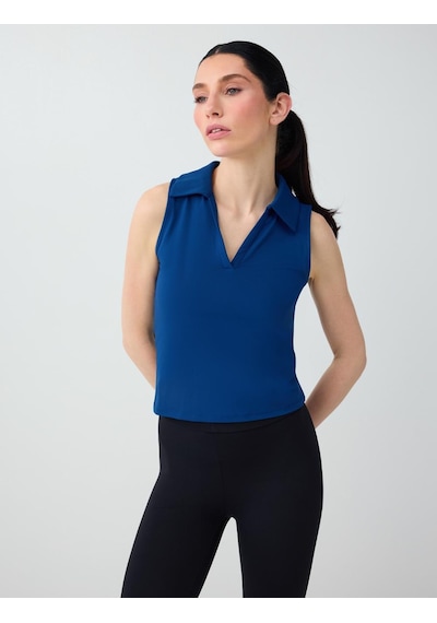 Jimmy Key Kobalt Polo Yaka Kolsuz Dar Kesim Örme Bluz 6sw036794165