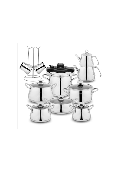 Schafer Caldron Çelik Çeyiz Seti-18 Parça-Inox