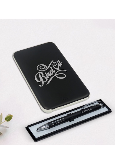 Kişiye Özel Isimli Siyah Kalem Ve 5.000 Mah Powerbank Seti (512122044)