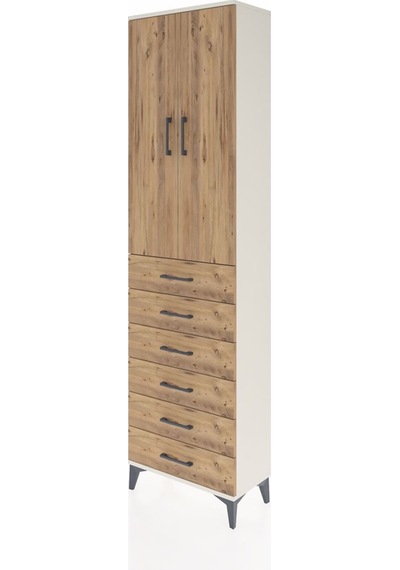 Arges Dolap 3 Raflı 6 Çekmeceli 2 Kapaklı 60x30x221 Aytaşı-çam Aytaşı
