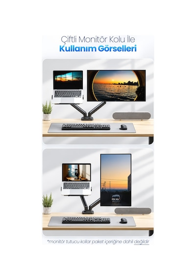 12-17,3" Laptop Standı Vesa Uyumlu Monitör Koluna Takılan Laptop Tutucu Stand Laptop Aparatı Vlh17