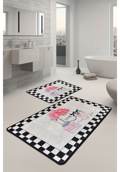 Parfume Djt 2 Lı Set Banyo Halısı, Paspas Çok Renkli
