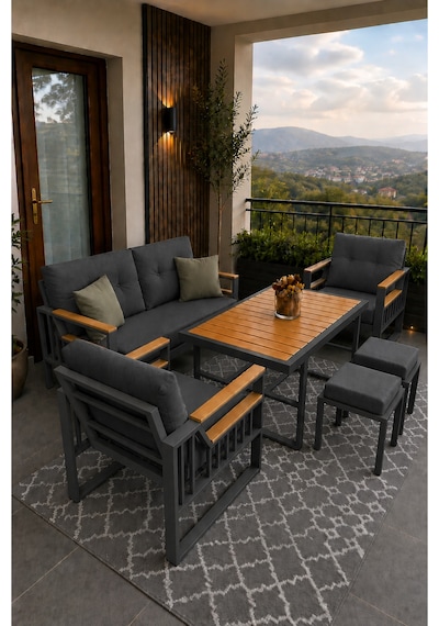 Rovena Esinti Balkon Takımı, Antrasit Bahçe Takımı 5+1 Masa 70x110 2 Lilü Koltuk 70x150 Tekli Koltuk 70x70 Rovena Esinti Balkon Takımı, Antrasit Bahçe Takımı 5+1 Masa 70x110 2 Lilü Koltuk 70x150 Tekli Koltuk 70x70