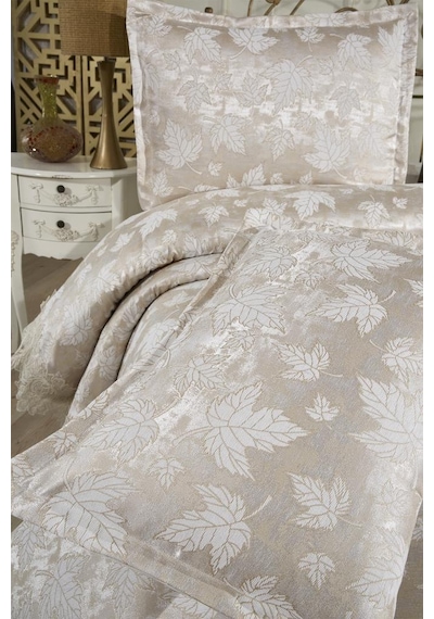 Çeyiz Diyarı Fransız Dantelli Seravelle Çift Kişilik Yatak Örtüsü 230x250 Cm Bej