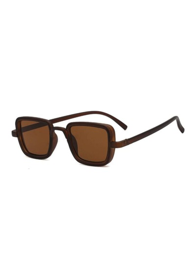 Square Kahverengi Çerçeveli Kahverengi Camlı Kare Unisex Vintage Retro Güneş Gözlüğü