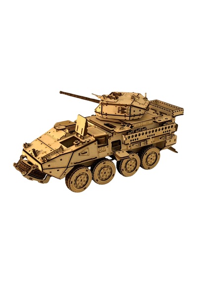 Zırhlı Muharebe Aracı Ahşap Maket Seti Dıy 3d Puzzle M1296 Tank Koleksiyoner Modeli 760 Parça