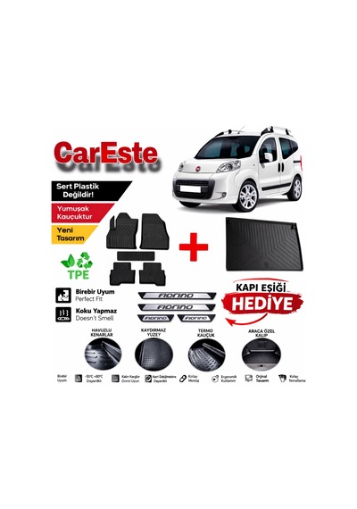 Fiat Fiorino 2008-2024 4d Havuzlu Paspas 5 Parça + Bagaj Havuzu Tpe Koku Yapmaz Kapı Eşiği li