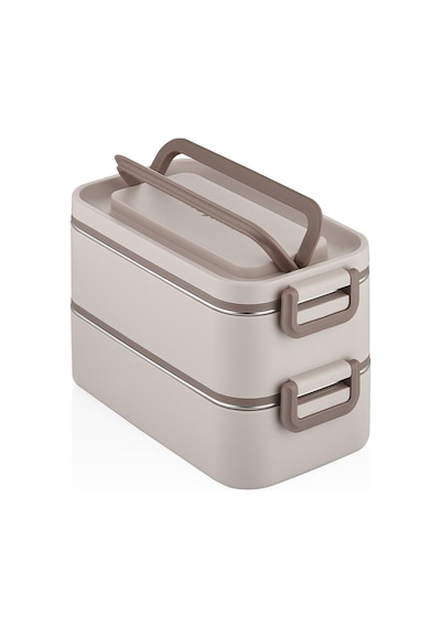 2000 Ml 2 Kat Paslanmaz Çelik Çorba Kaseli Bento Lunch Box Yeni Nesil Sefer Tası -fflbox01 Bej
