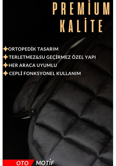 Premium Soft Oto Koltuk Minderi Seti Sırtlıksız Siyah
