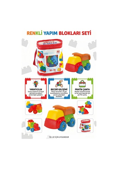 40 Parça Eğitici Bloklar Bebek Zeka Ve Motor Beceri Geliştirici Set Pvc İçermez