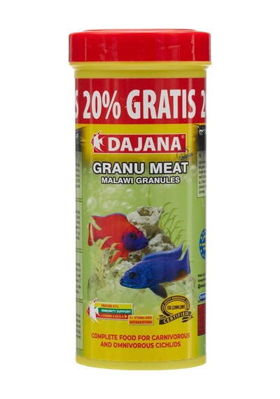 Dajana Granu Meat Cichlidler İçin Granül Balık Yemi, Ciklet Balığı Yemi, 250 Ml + 50 Ml Promo 150 Gr