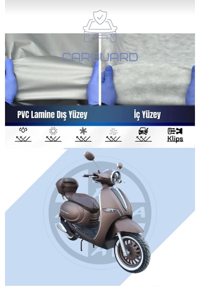 Carguard Arora Cappucino 50cc Ve 125cc Uyumlu Fitilli Motosiklet Brandası Motor Örtüsü-arka Çanta Uyumlu