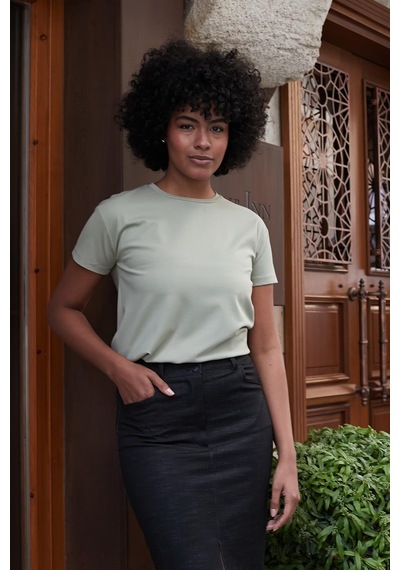 Jument Kadın Sıfır Yaka Kırışmaz Span Karışımlı Şık Kısa Kol Likralı T-shirt Bluz-açık Haki A.haki Jument Kadın Sıfır Yaka Kırışmaz Span Karışımlı Şık Kısa Kol Likralı T-shirt Bluz-açık Haki A.haki
