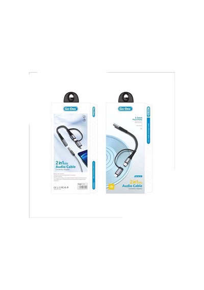 Go-des Gd-uc173 3.5mm Jack Girişli Type-c Ve Lightning 2in1 Ses Kablosu Siyah