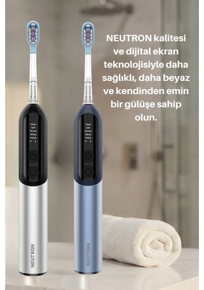 Şarjlı Sonik Diş Fırçası, Dijital Ekranlı Şarjlı Diş Fırçası Silver