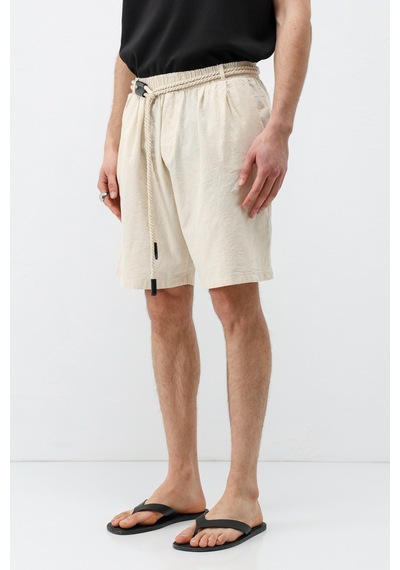 Vamos Kemerli Oversize Keten Şort Naturel