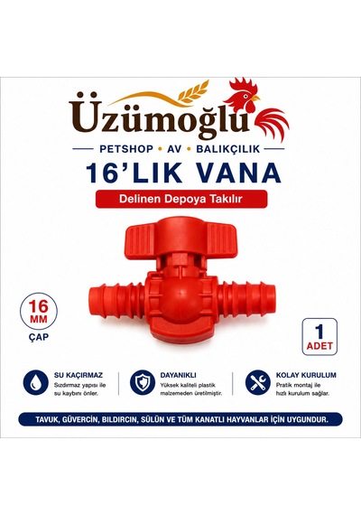 16 Lık Otomatik Suluk Seti Tavuk, Güvercin, Bıldırcın Ve Tüm Kanatlı Hayvanlar İçin Depodan Otomatik Suluk Kurulum Seti Panç, Vana, Conta, Tapa, T Aparat, L Dirsek