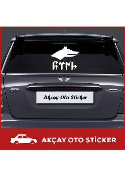 Kurt Ve Türk Sticker Göktürkçe Türk Oto Sticker Kurt Sticker