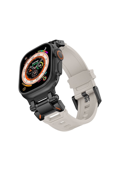 Apple Uyumlu  Watch  Ultra 1/2 49mm Titanyum Metal Bağlantı Kitli Silikon Kordon 101