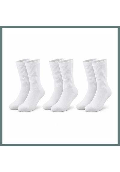 Bezos Unisex Beyaz Soket Çorap 3'lü Set %80 Pamuk Dikişsiz Burun Takviyeli Esnek Günlük Spor Çorabı Konfor Ventra