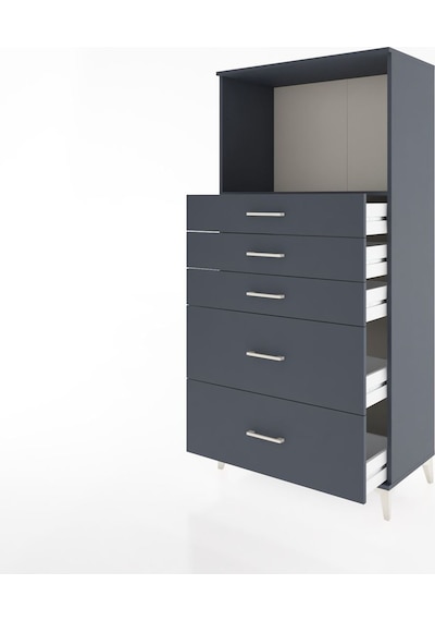 Hyperion Dolap Tek Raflı 5 Çekmeceli 88x44x182 Antrasit-antrasit Antrasit