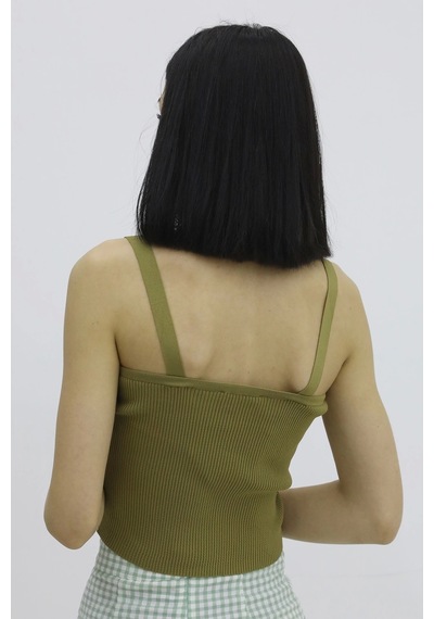 Saklımoda Askılı Triko Büstiyer Haki - P-019917 Çok Renkli