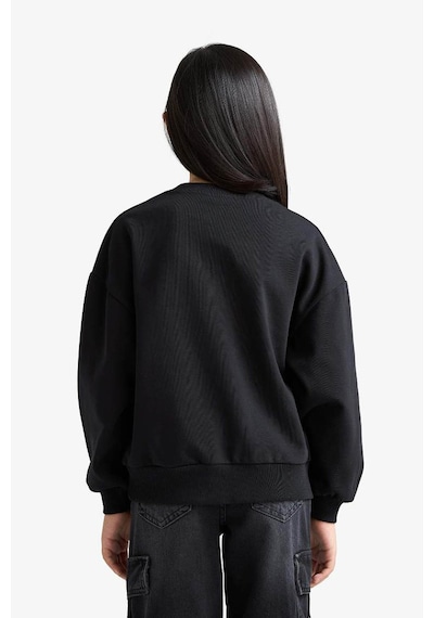 Defacto Siyah Kız Çocuk Sweatshirt E6473a8/bk81 Siyah