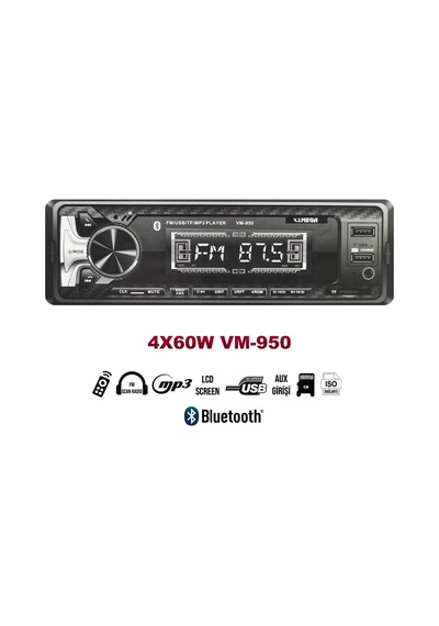 Oto Teyp 4X60W BT/2XUSB/SD/FM/AUX MEGA VM-950