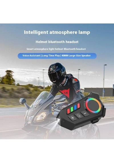 Fener Işık Özellikli Kask Kulaklık Su Geçirmez Bluetooth 5.4 Motosiklet Kask Kulaklığı Rgb Işıklı