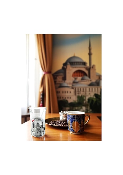 İstanbul Temalı Dekoratif Cam Kahve Yanı Bardak Ayasofya, Galata Ve Kız Kulesi Figürlü 730450825