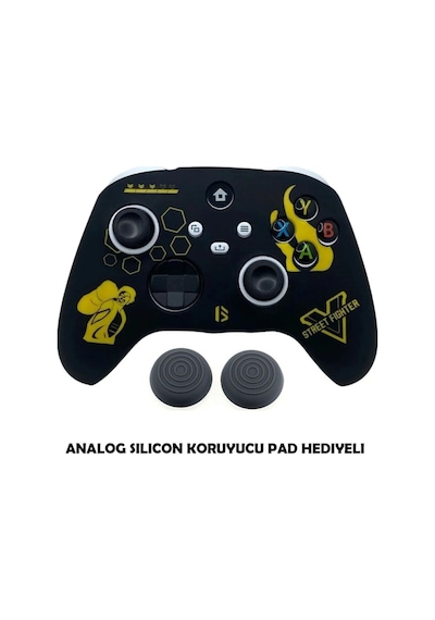 Xbox Series S/seris X 9.nesil Uyumlu Desenli Oyuncu Kolu Silikon Kılıf +analog Silikon Street Fıghter