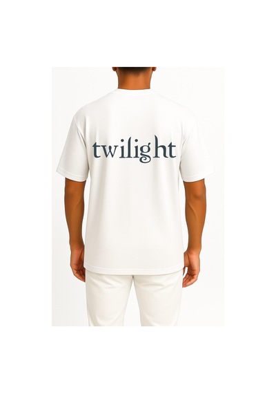 Bahriyeli Collection Oversize Edward Cullen Bella Swan The Twilight Saga Cep Ve Sırt Tasarımlı Unisex T-shirt Beyaz