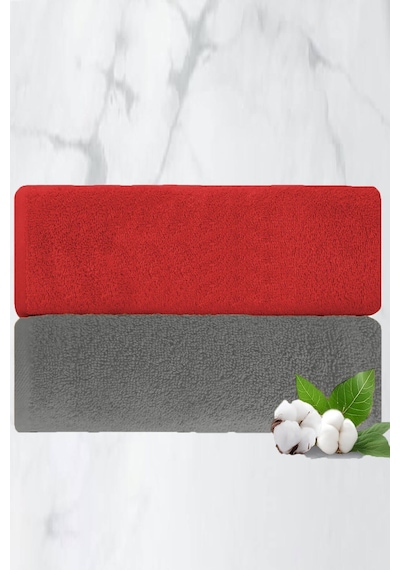 2 Li Lüks El Yüz Havlu Seti 50x90 Cm %100 Pamuklu Gramajlı Grinja Kırmızı
