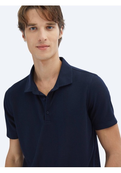 Lacivert Desenli Polo Yaka T-shirt Lacivert
